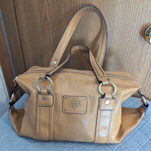 Dana Buchman Barrel Faux Leather Camel Color Shoulder/Hand Bag Zebra Interior